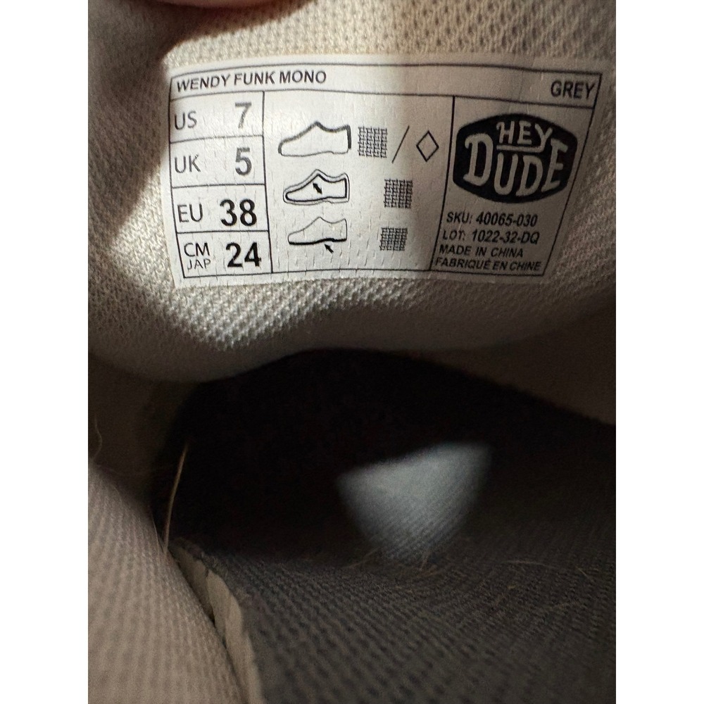 Hey Dude Wendy Funk Mono Grey Women 7 Slip On Loafers Moccasins 40065-030 - Picture 6 of 7